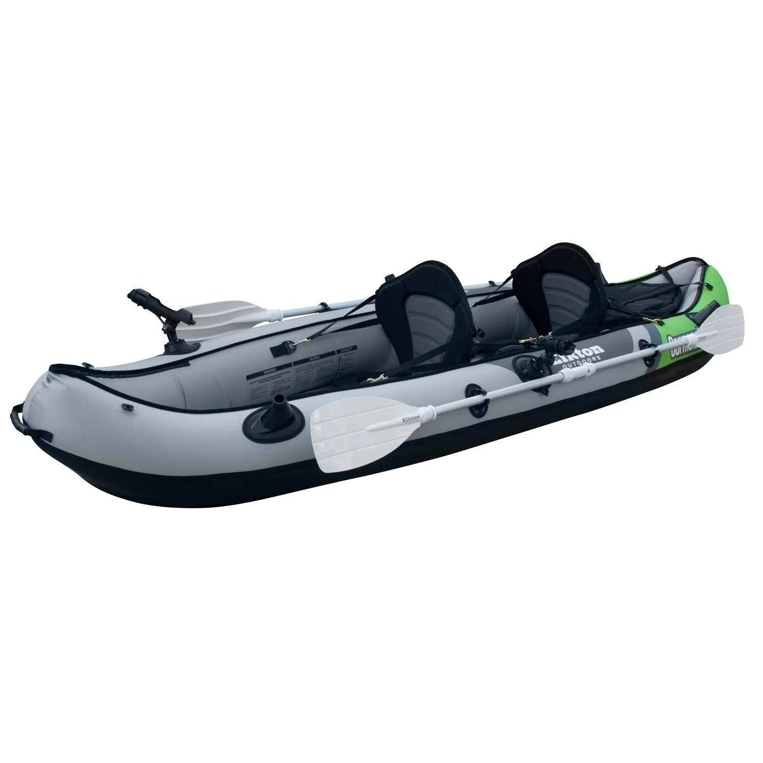 Cormorant Inflatable 2 Person Fishing Kayak Set with 6 Rod Holders, Paddles, Double Action Pump