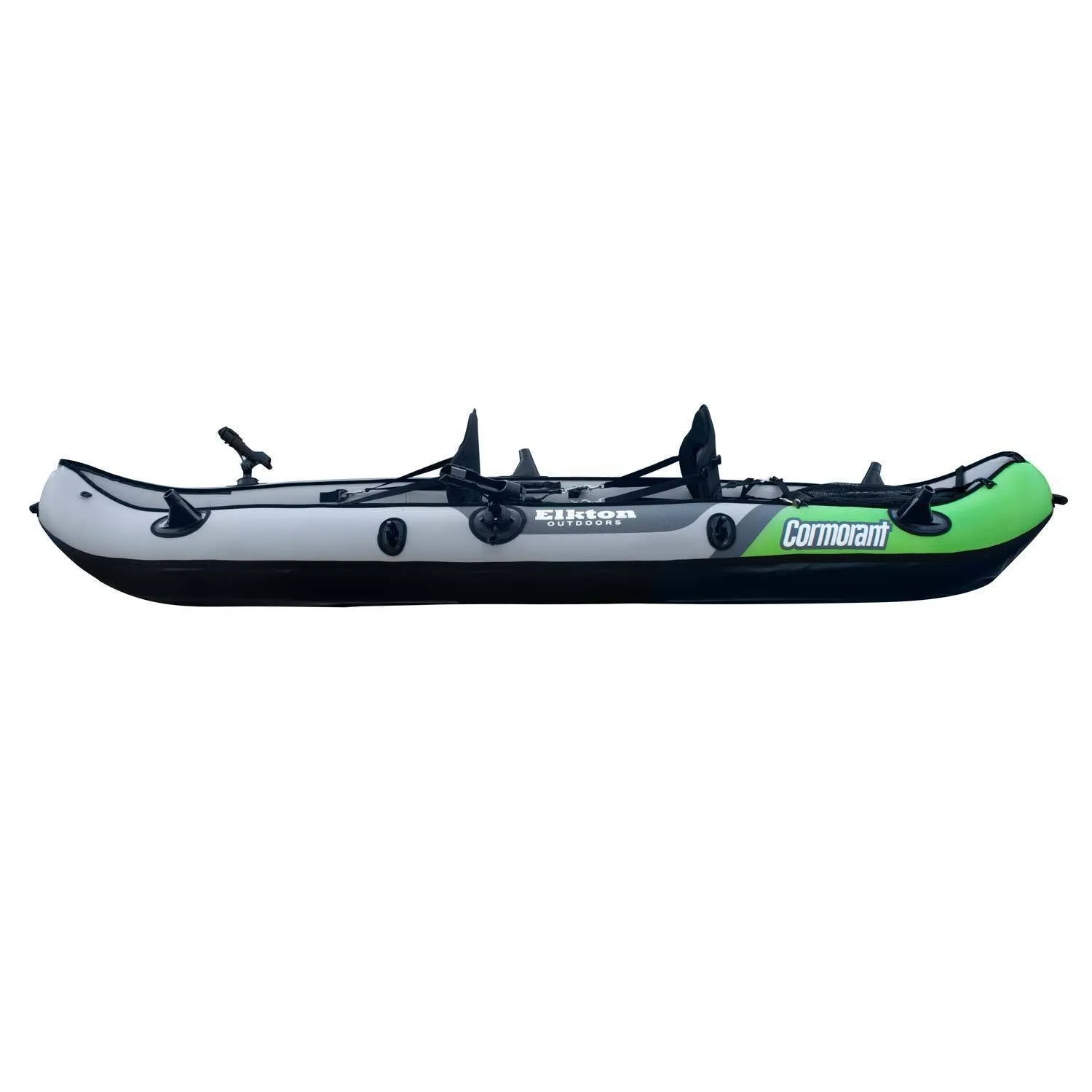Cormorant Inflatable 2 Person Fishing Kayak Set with 6 Rod Holders, Paddles, Double Action Pump