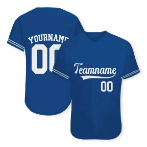 Custom Blue White Authentic Baseball Jersey