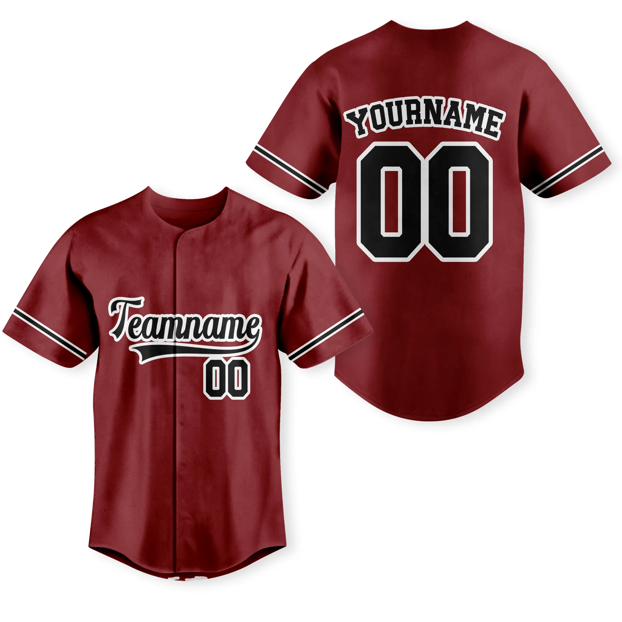 Custom Burgundy Black-White Authentic Baseball Jersey