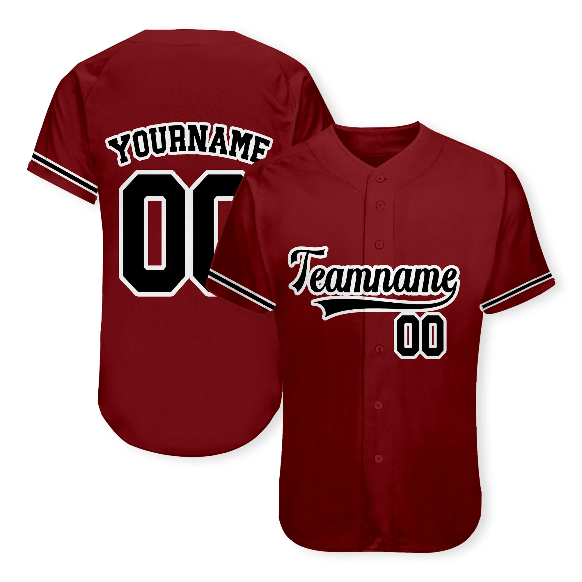 Custom Burgundy Black-White Authentic Baseball Jersey