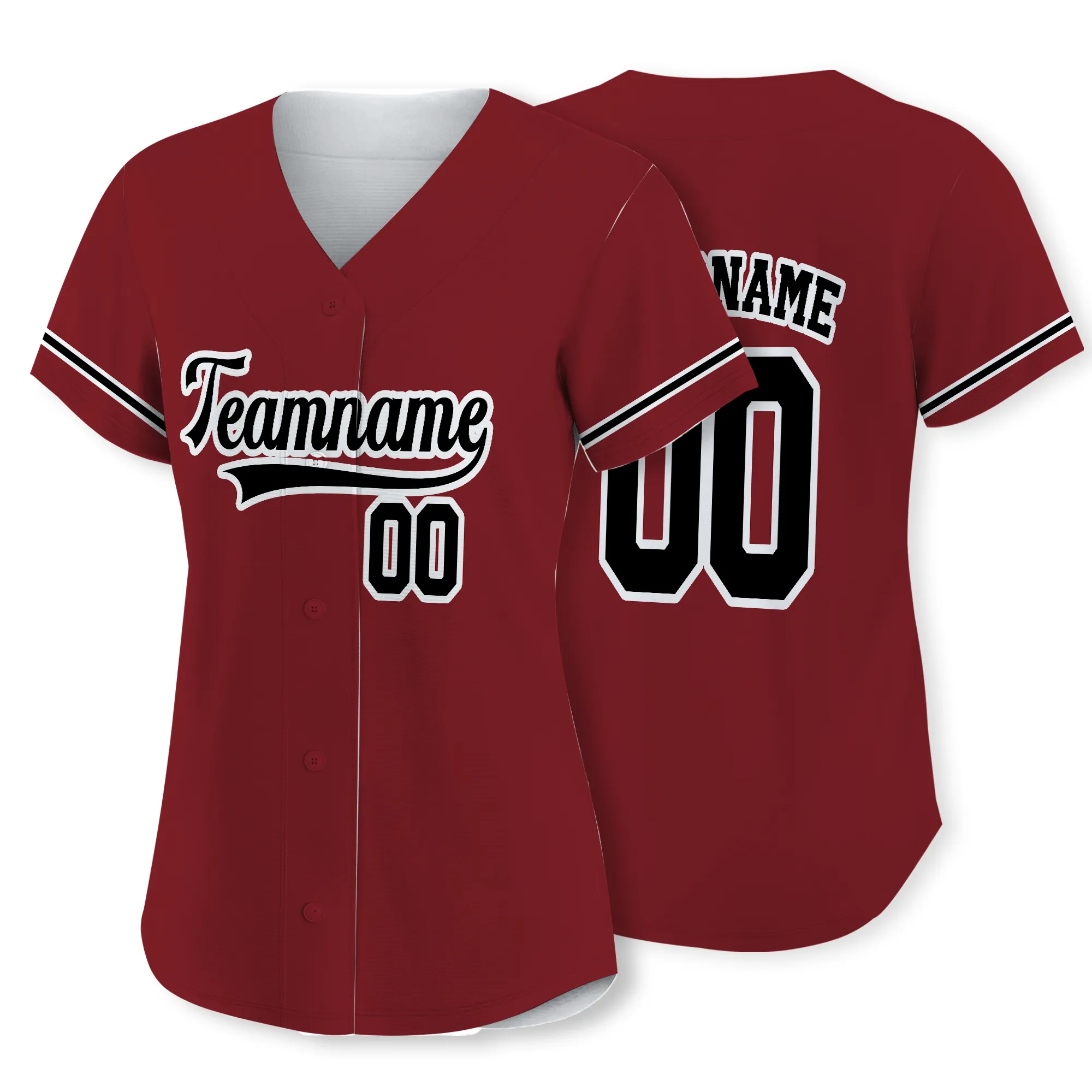 Custom Burgundy Black-White Authentic Baseball Jersey