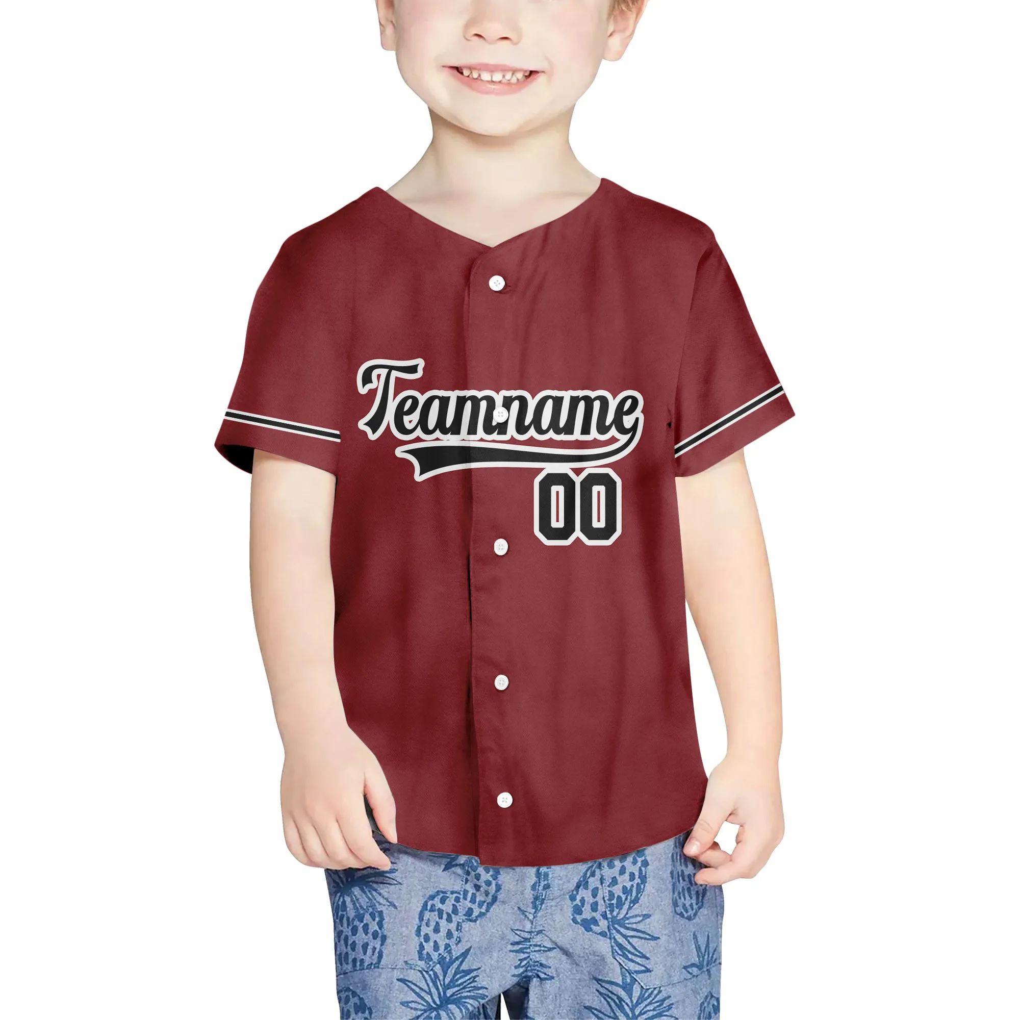 Custom Burgundy Black-White Authentic Baseball Jersey