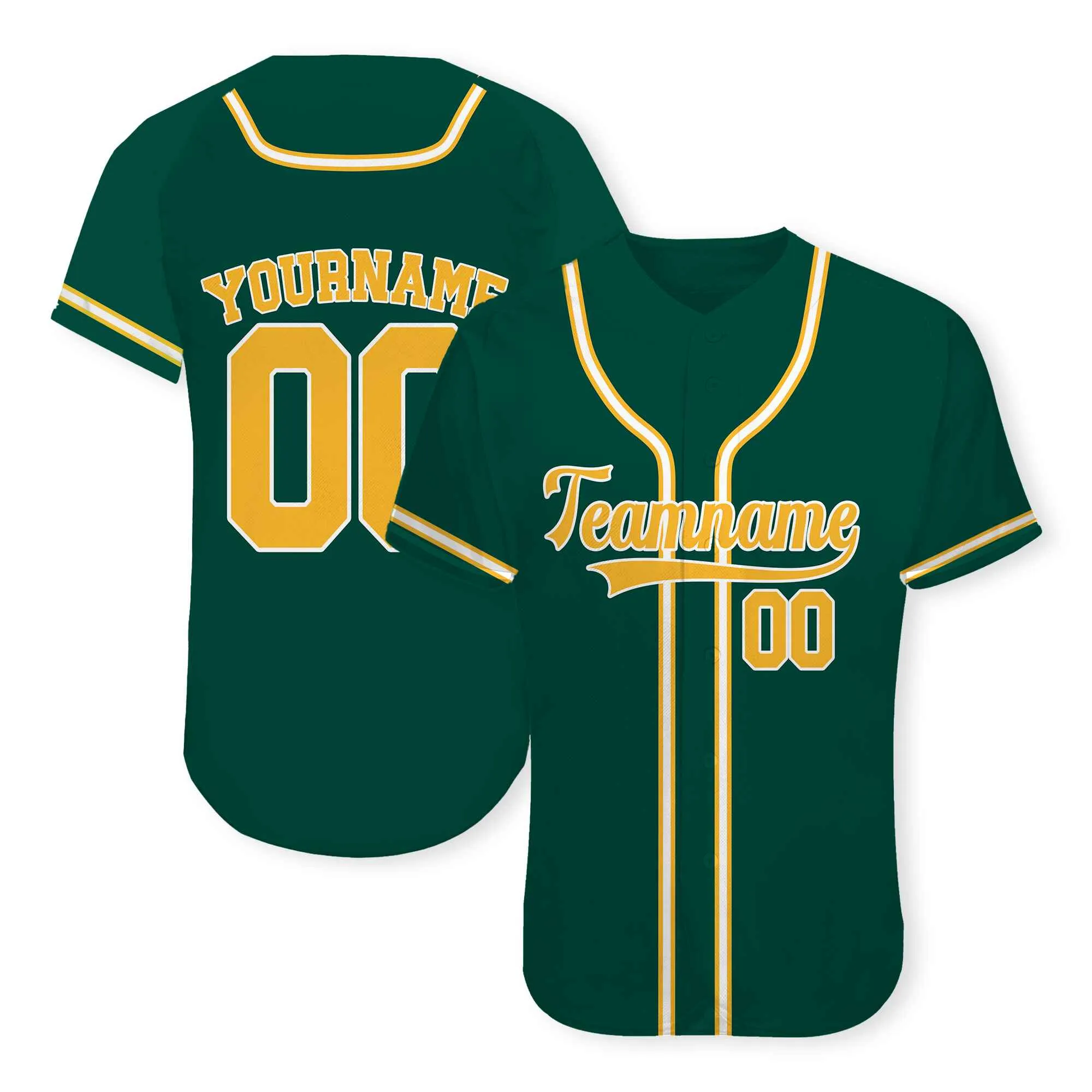 Custom Green White-Gold Authentic Baseball Jersey