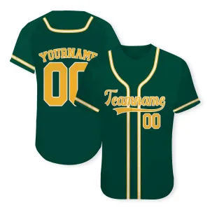 Custom Green White-Gold Authentic Baseball Jersey