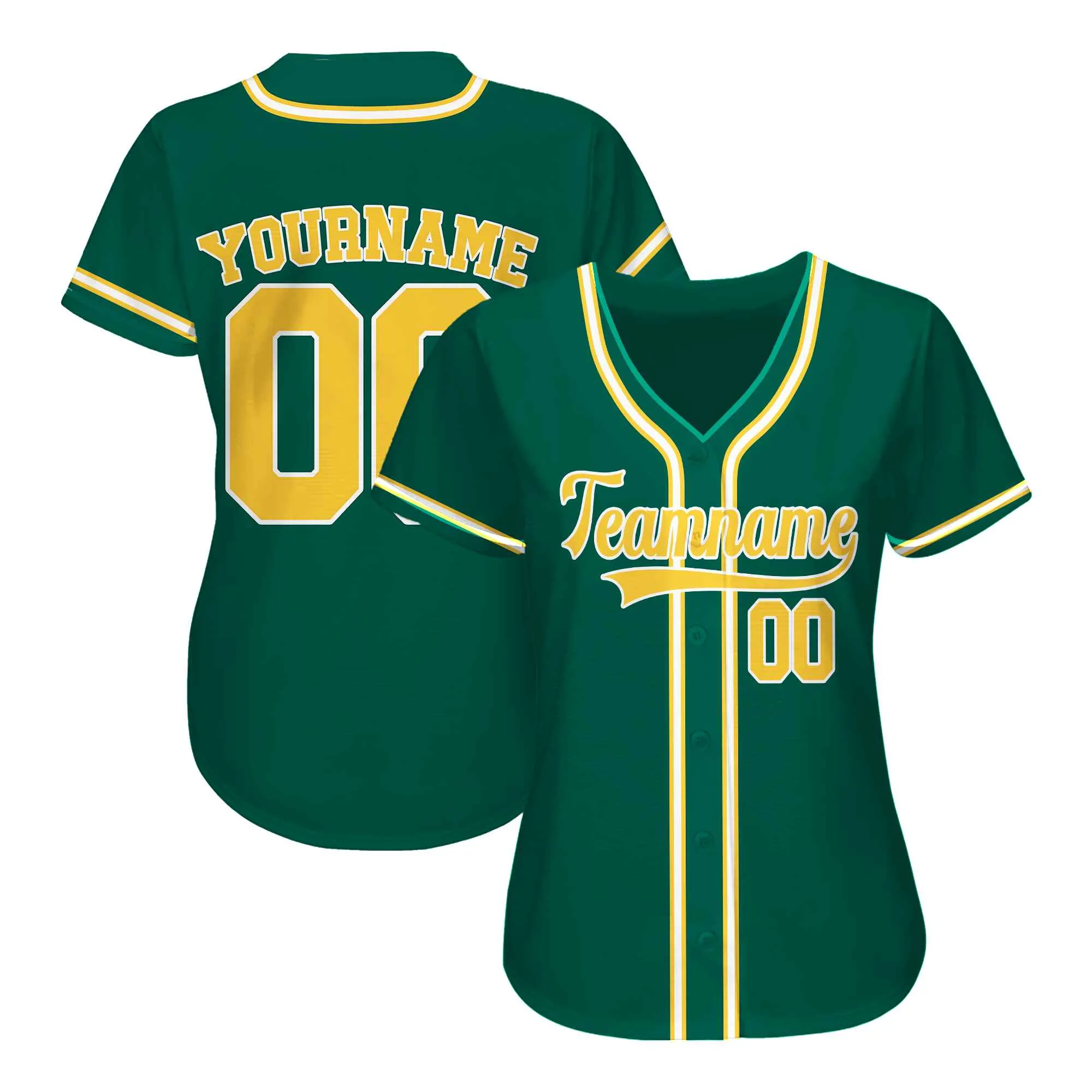 Custom Green White-Gold Authentic Baseball Jersey