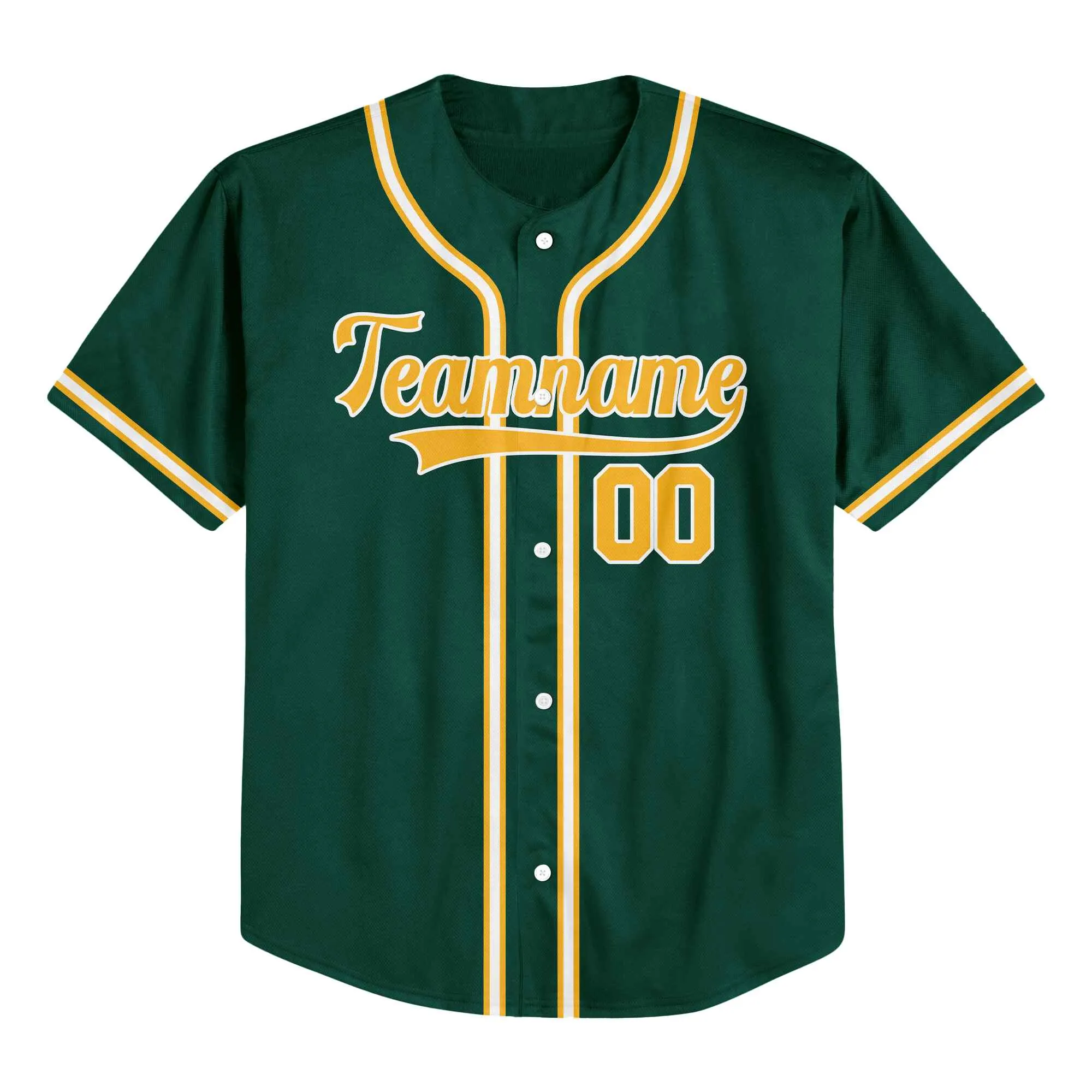 Custom Green White-Gold Authentic Baseball Jersey
