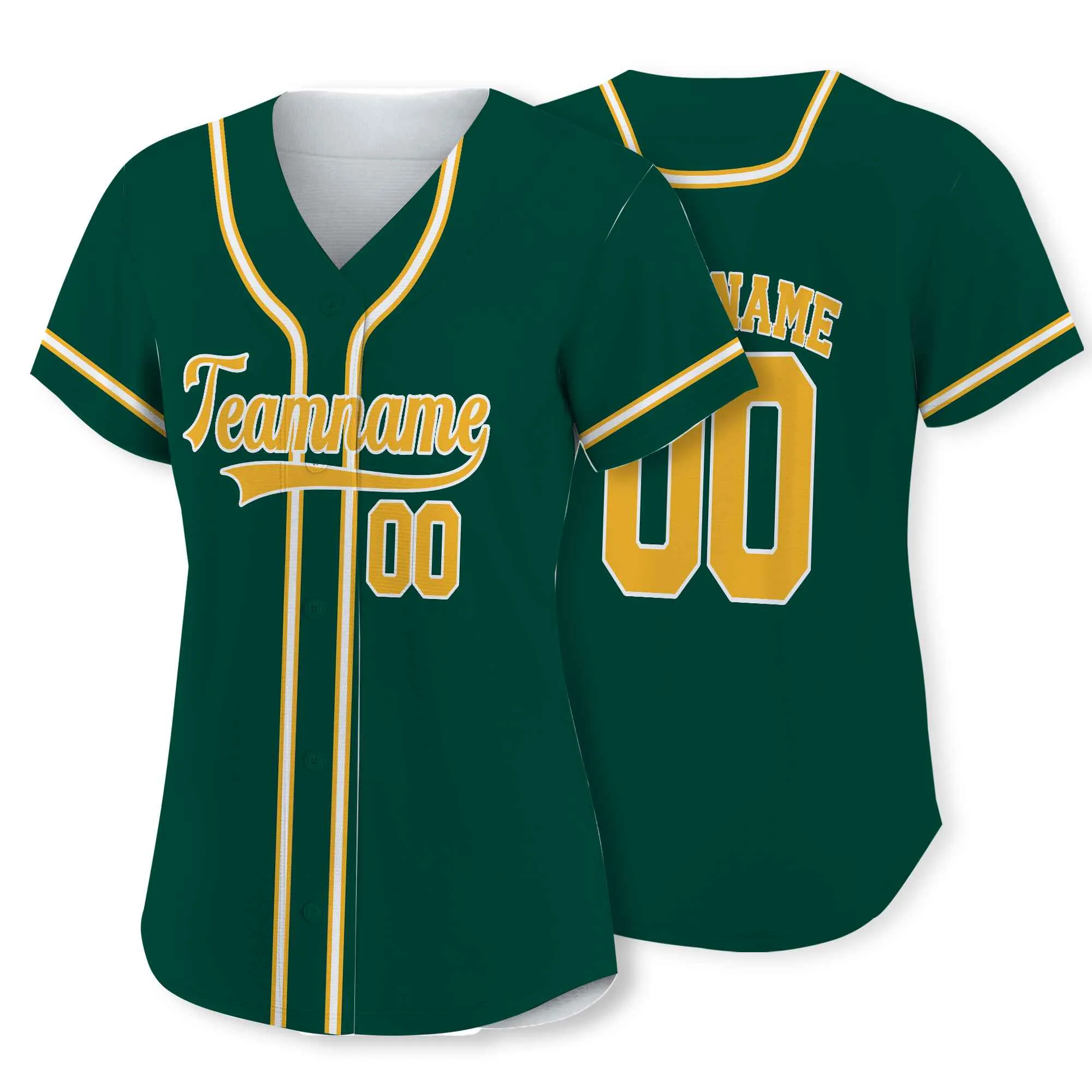 Custom Green White-Gold Authentic Baseball Jersey