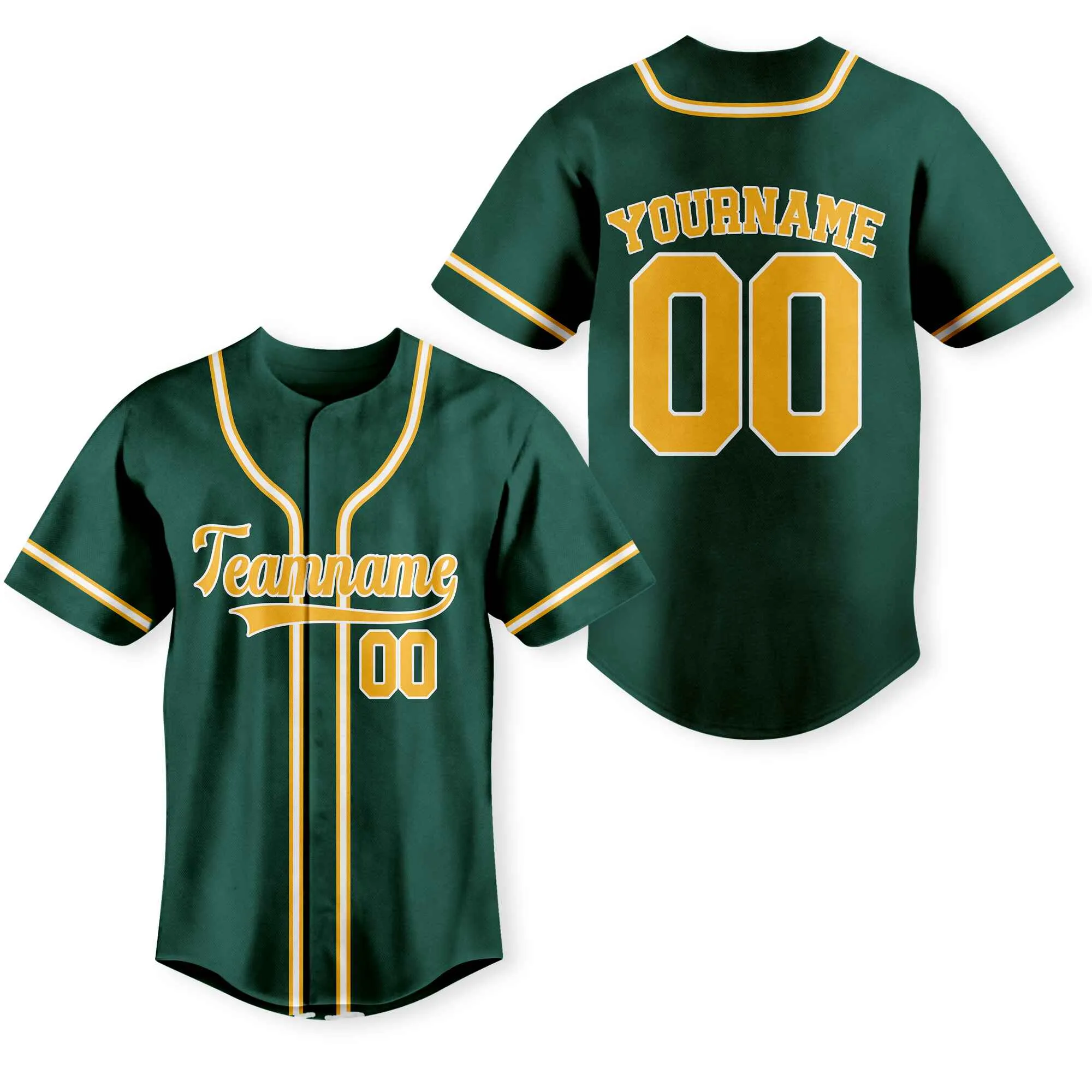 Custom Green White-Gold Authentic Baseball Jersey