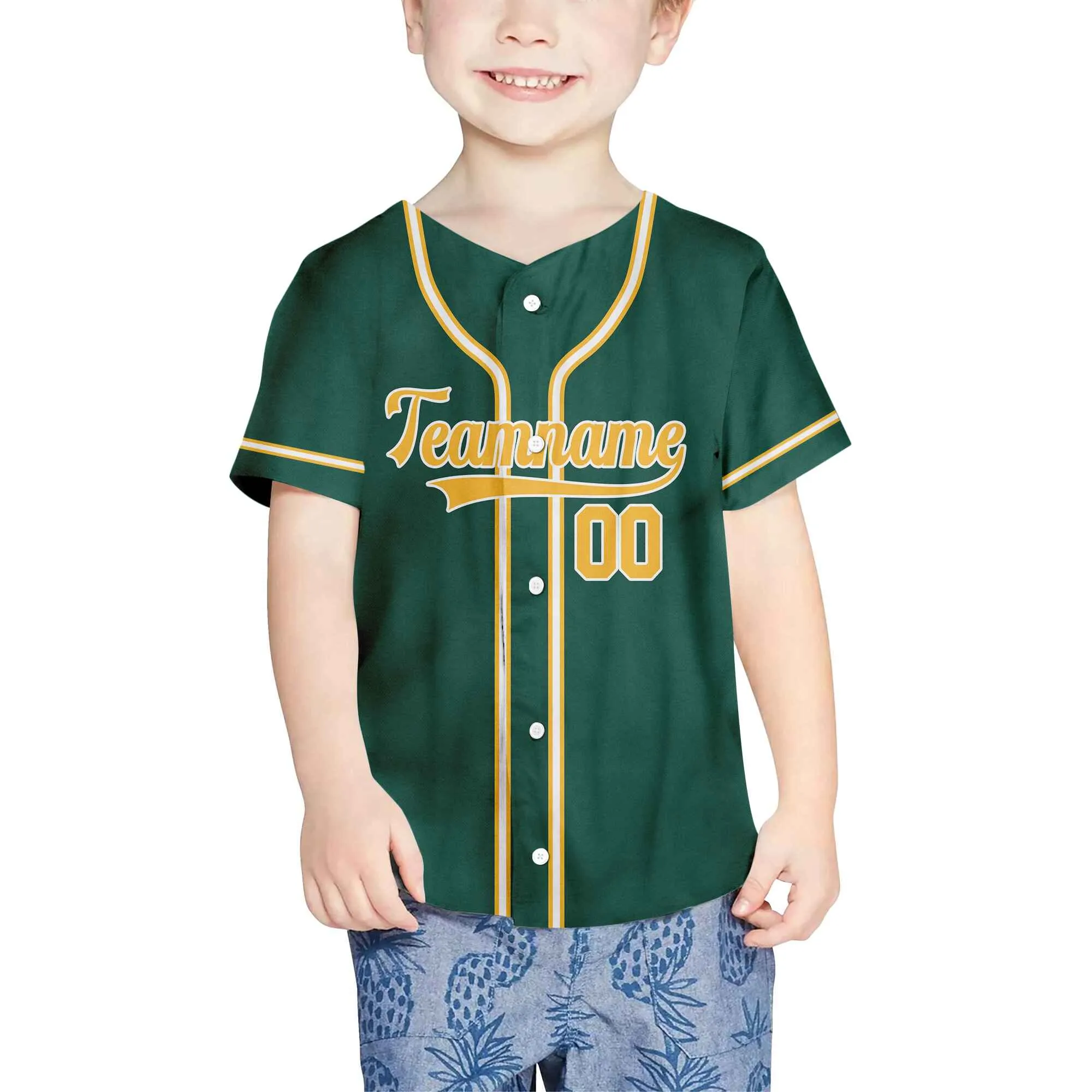 Custom Green White-Gold Authentic Baseball Jersey
