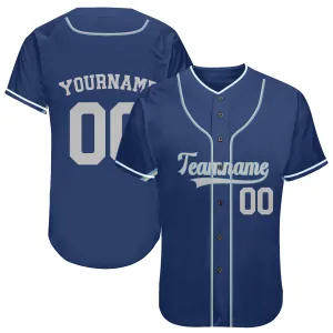 Custom Royal White-Light Blue Authentic  Baseball Jersey