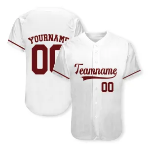 Custom White Crimson Authentic Baseball Jersey