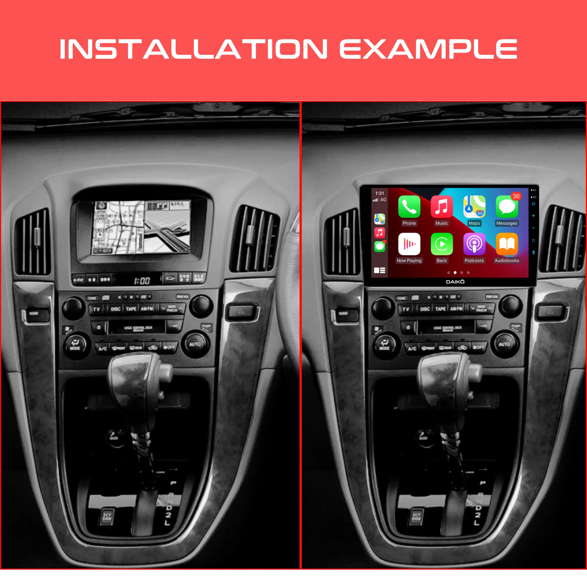 Daiko PRO Car Stereo Carplay Android Auto For  Lexus RX Toyota Harrier 1998-05