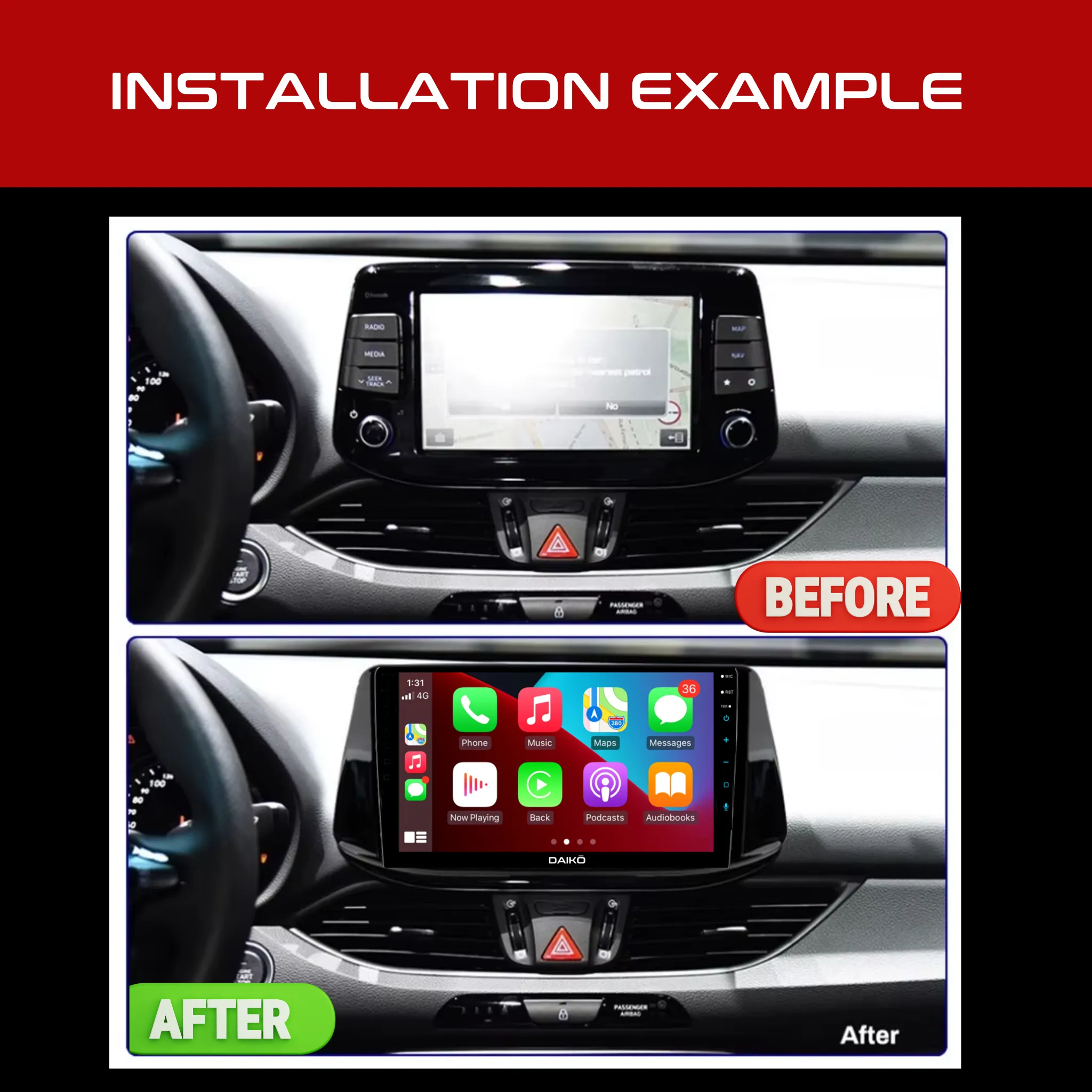 Daiko PRO Car Stereo Wireless Carplay Android 4GB RAM   32GB Auto For HYUNDAI I-30 2018