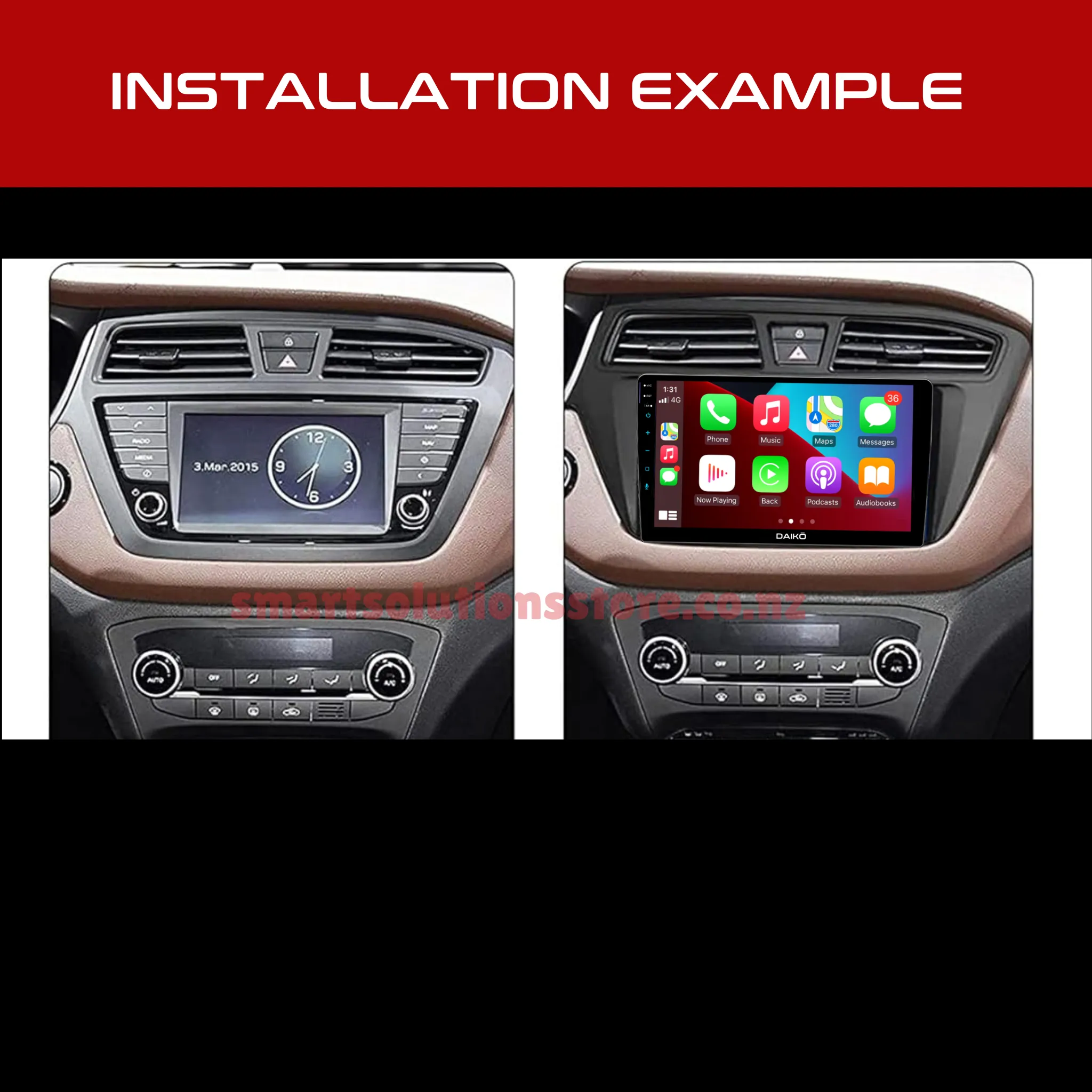 Daiko PRO Car Stereo Wireless Carplay Android Auto For Hyundai i20 2017 