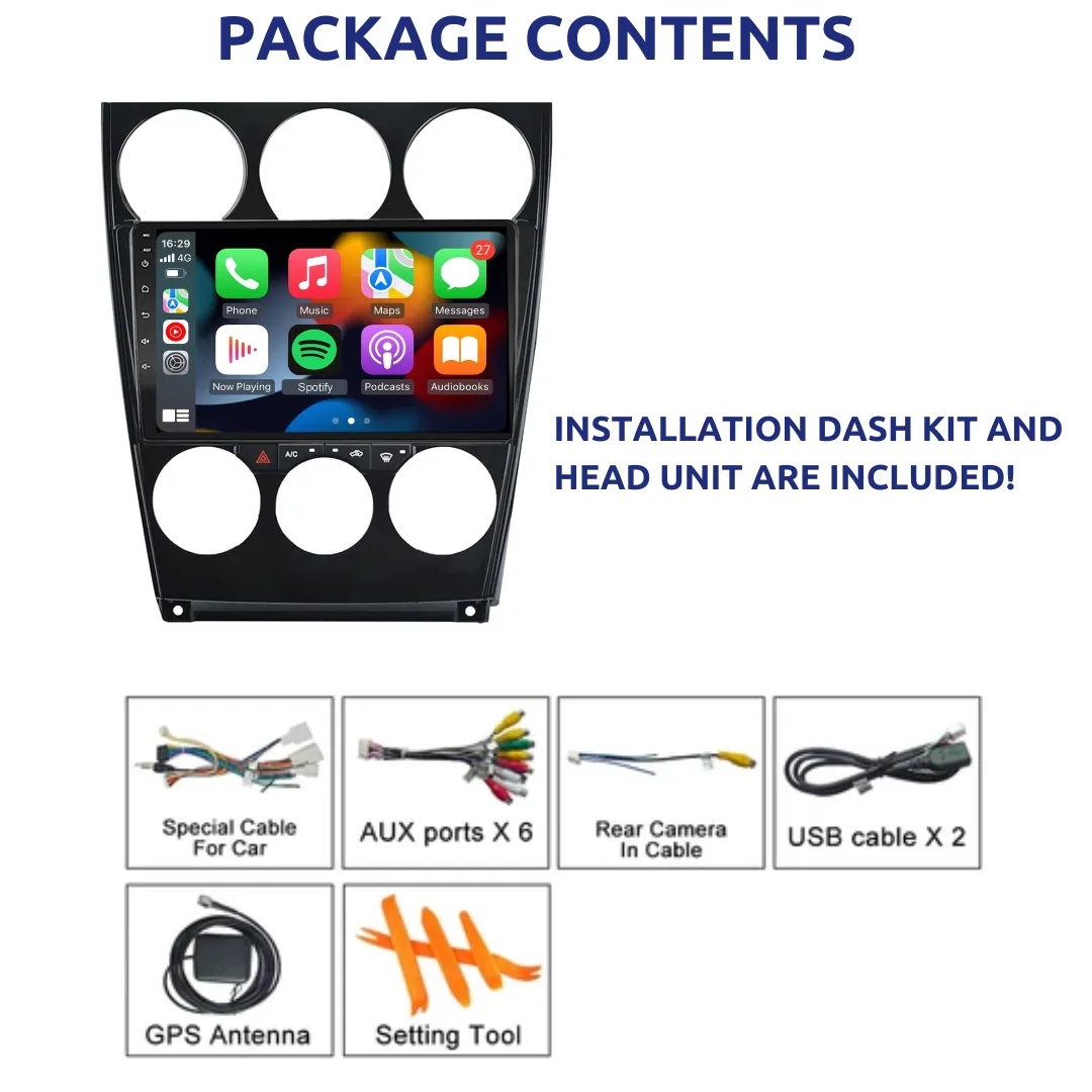 Daiko PRO Car Stereo Wireless Carplay Android Auto For Mazda 6 Atenza 2004-2008