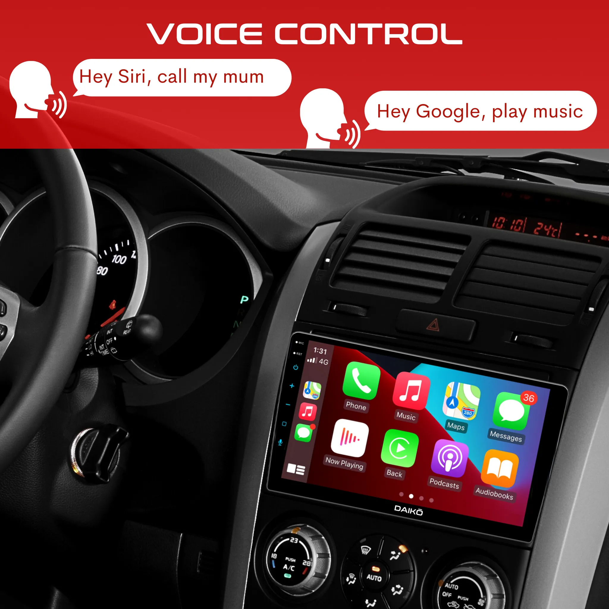 Daiko PRO Car Stereo Wireless Carplay Android Auto For Skoda Octavia 2007-2014