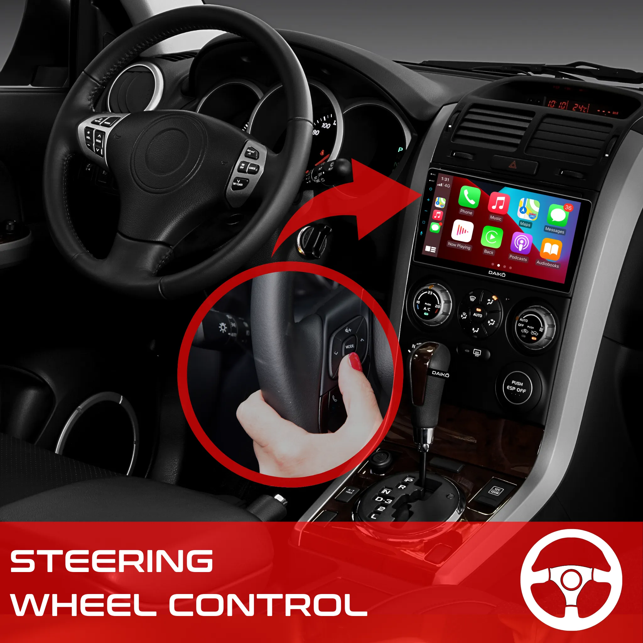 Daiko PRO Car Stereo Wireless Carplay Android Auto For Skoda Octavia 2007-2014
