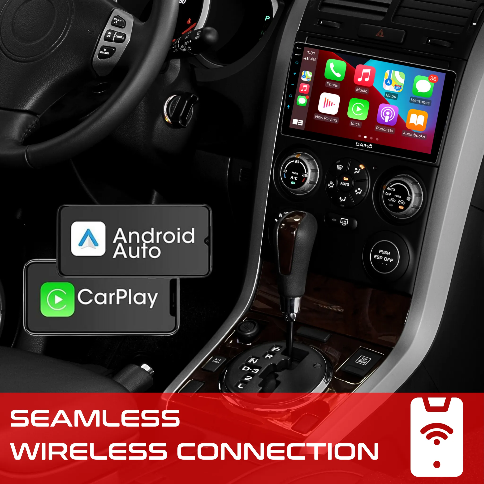 Daiko PRO Car Stereo Wireless Carplay Android Auto For Skoda Octavia 2007-2014