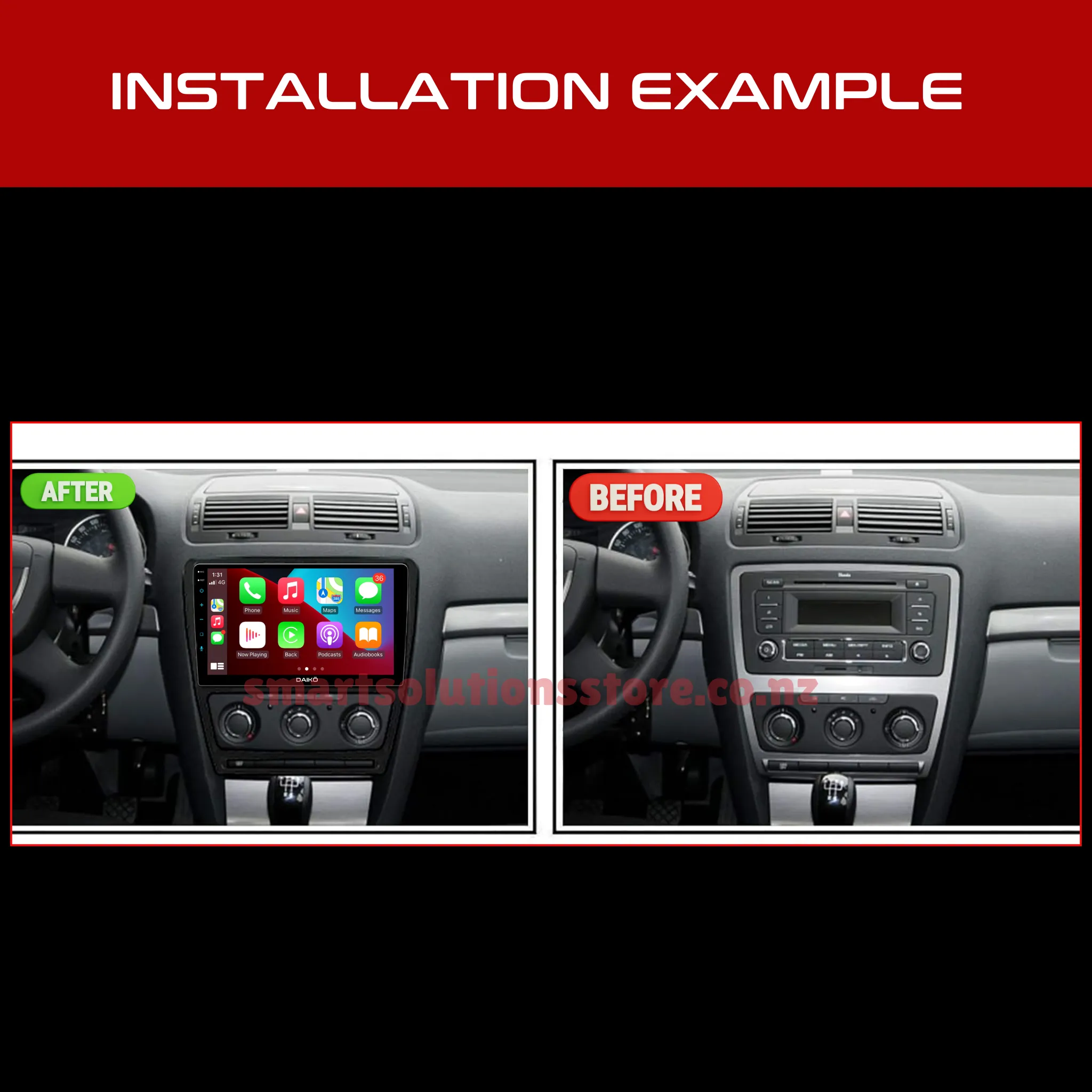 Daiko PRO Car Stereo Wireless Carplay Android Auto For Skoda Octavia 2007-2014