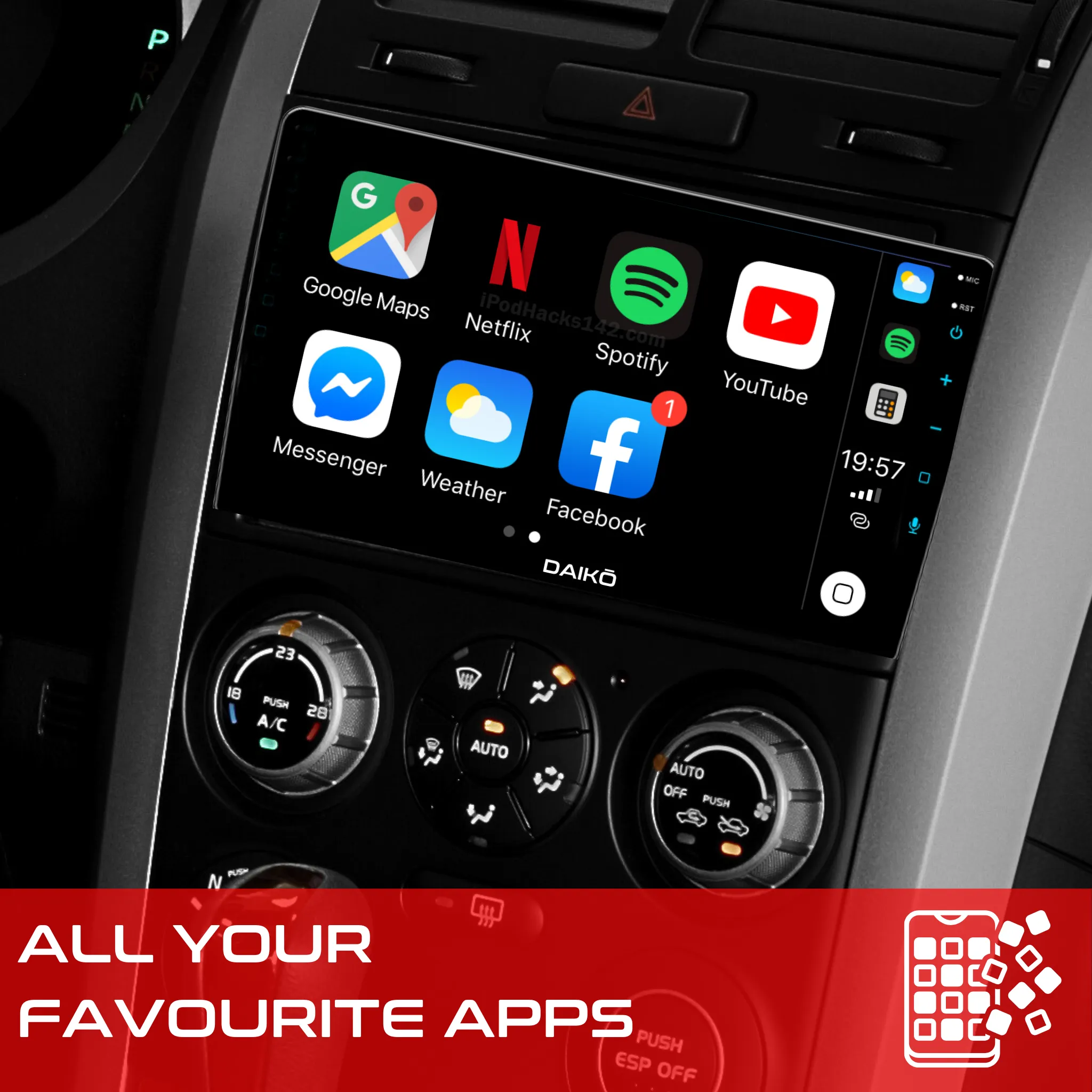 Daiko PRO Car Stereo Wireless Carplay Android Auto For Skoda Octavia 2007-2014