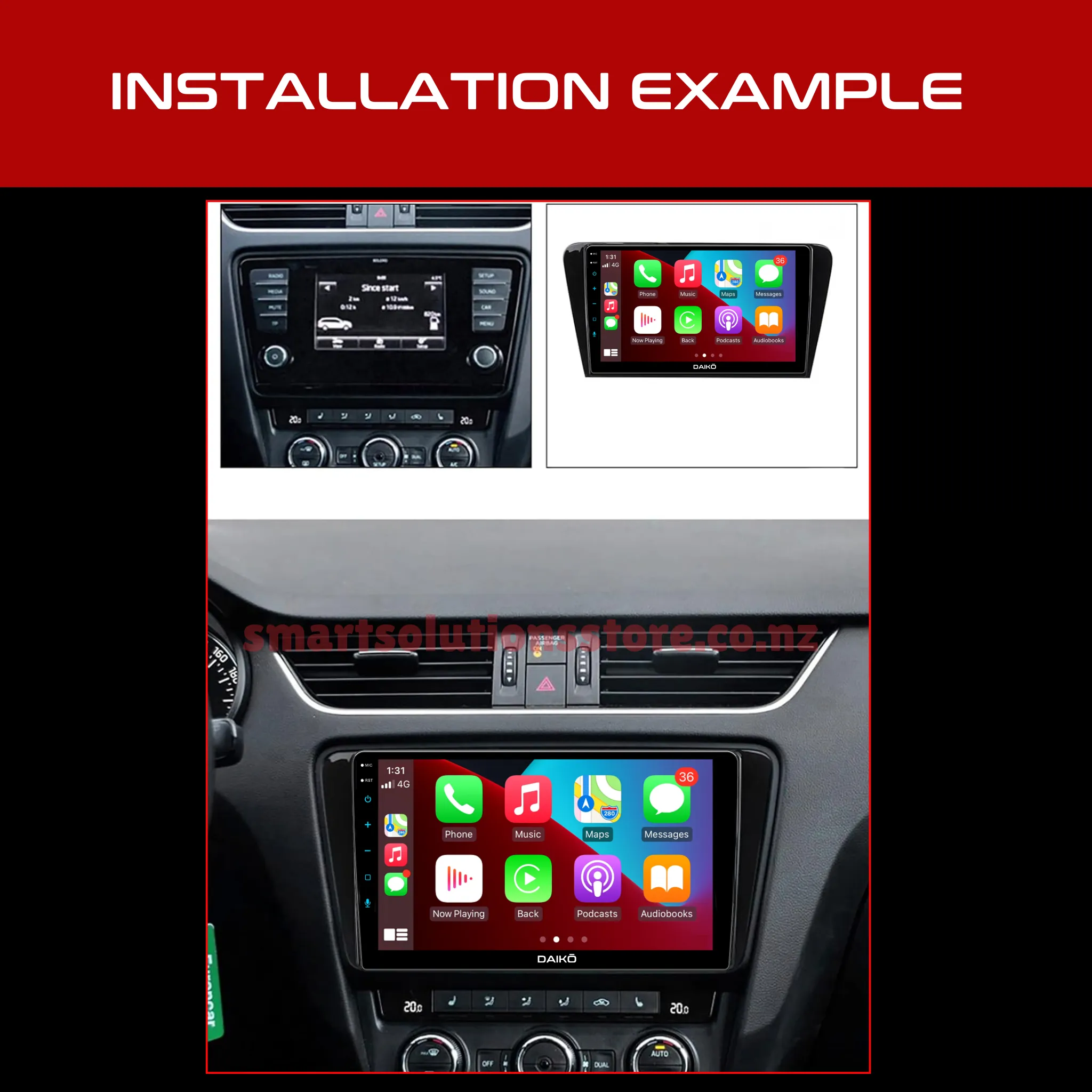 Daiko PRO Car Stereo Wireless Carplay Android Auto For Skoda Octavia 2015 