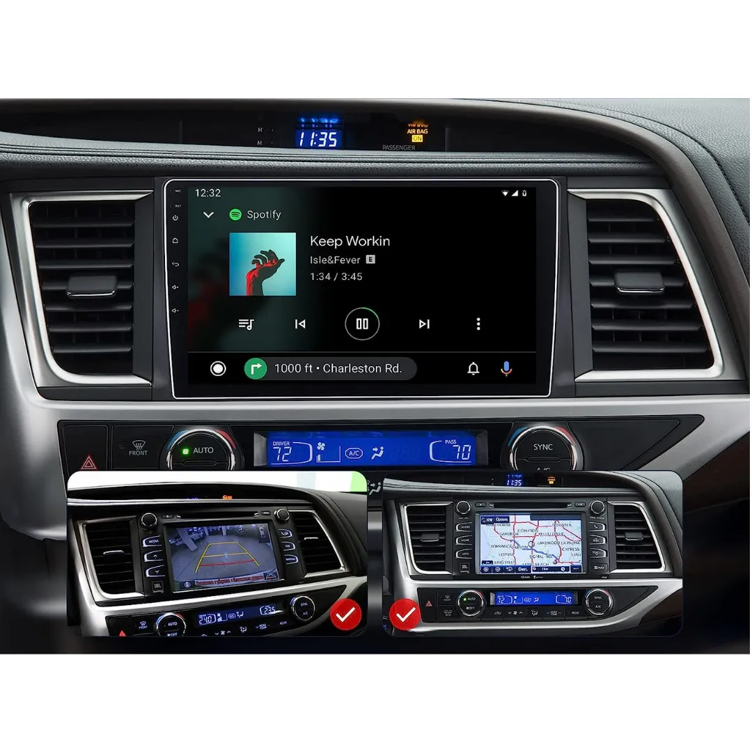 Daiko PRO Car Stereo Wireless Carplay Android Auto For Toyota Highlander 2015-19
