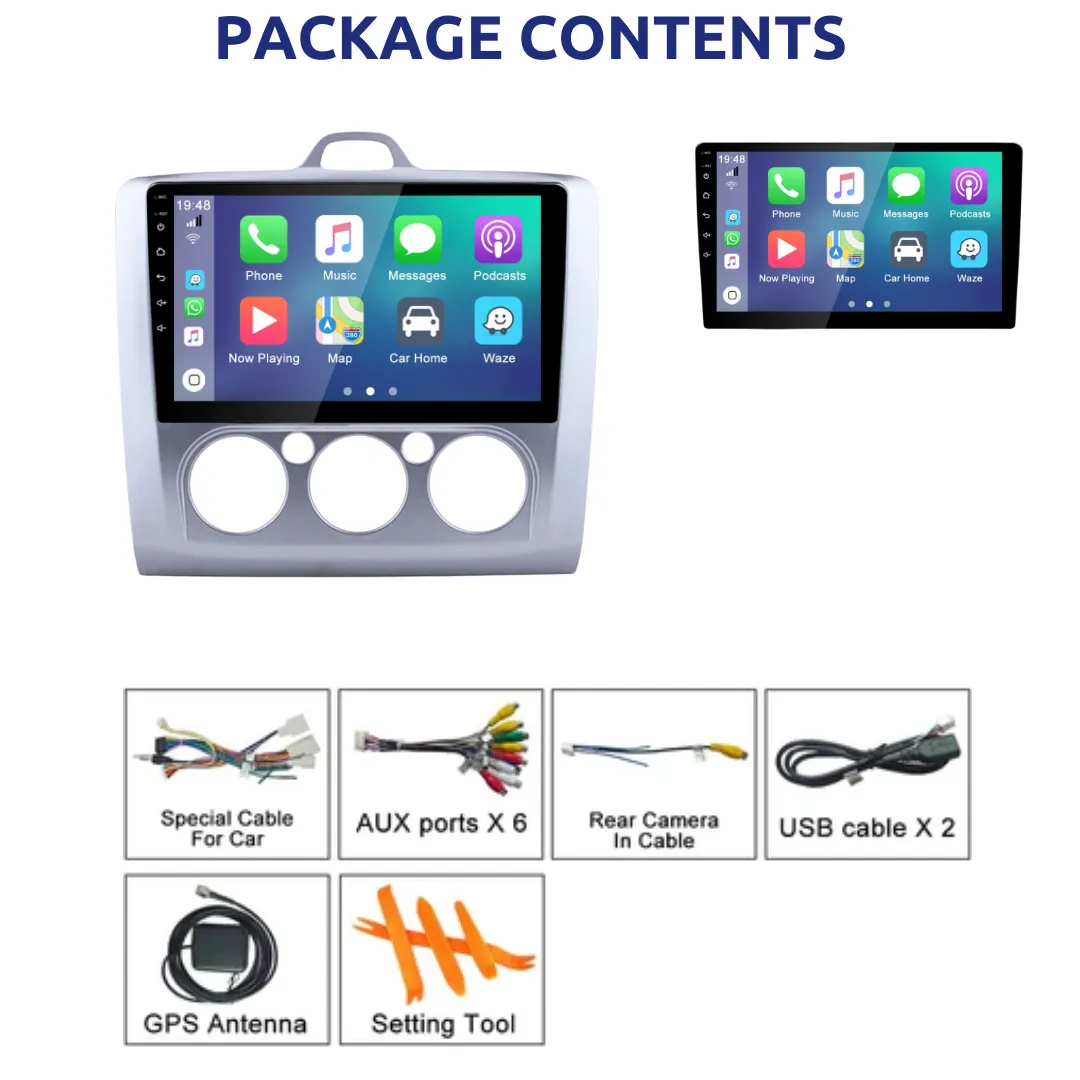 Daiko Ultra Car Stereo Carplay Android Auto For Ford Focus 2004-2012 Manual AC