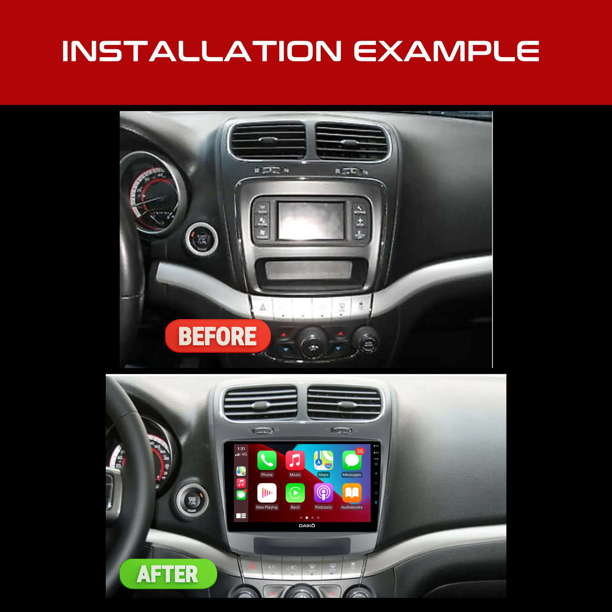 Daiko X Car Stereo Wireless Carplay Android 2GB RAM   32GB Auto 2GB RAM   32GB For 2012-2020 Dodge Journey