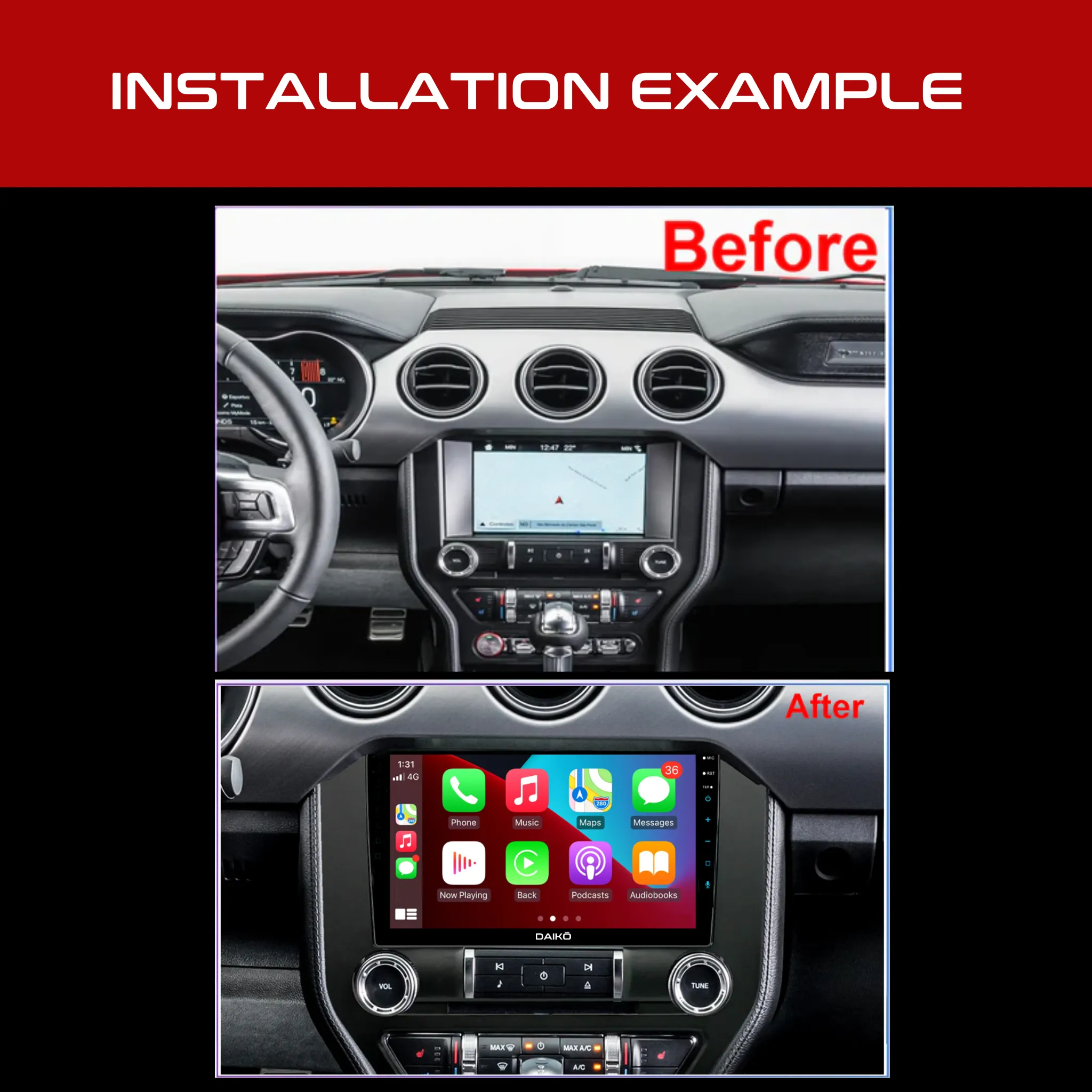 Daiko X Car Stereo Wireless Carplay Android 2GB RAM   32GB Auto 2GB RAM   32GB For Ford Mustang 2015-2020
