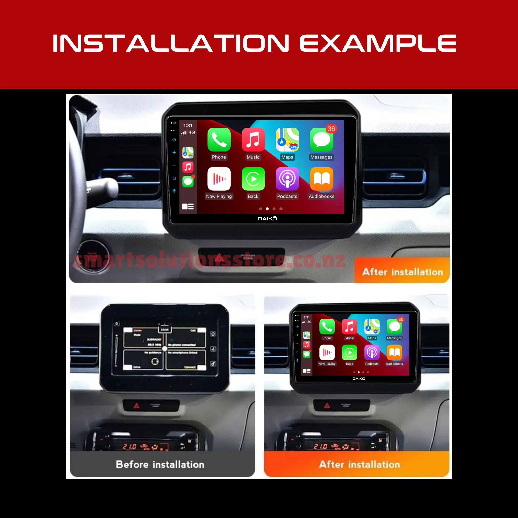 Daiko X Multimedia Unit Wireless Carplay Android Auto For Suzuki Ignis 2016 