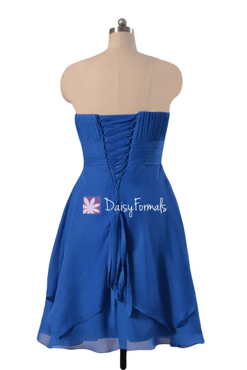 Dark Plum Party Dress Chiffon Dress Knee Length Byzantium Chiffon Bridesmaids Dress(BM912A)