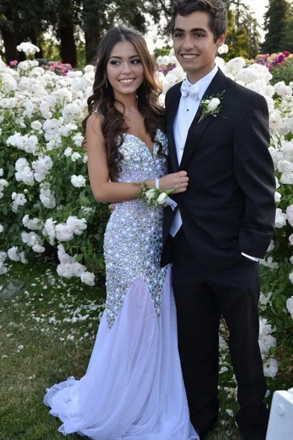 Decent Sweetheart Mermaid Lavender Backless Long Prom Dress with Beading, MP189
