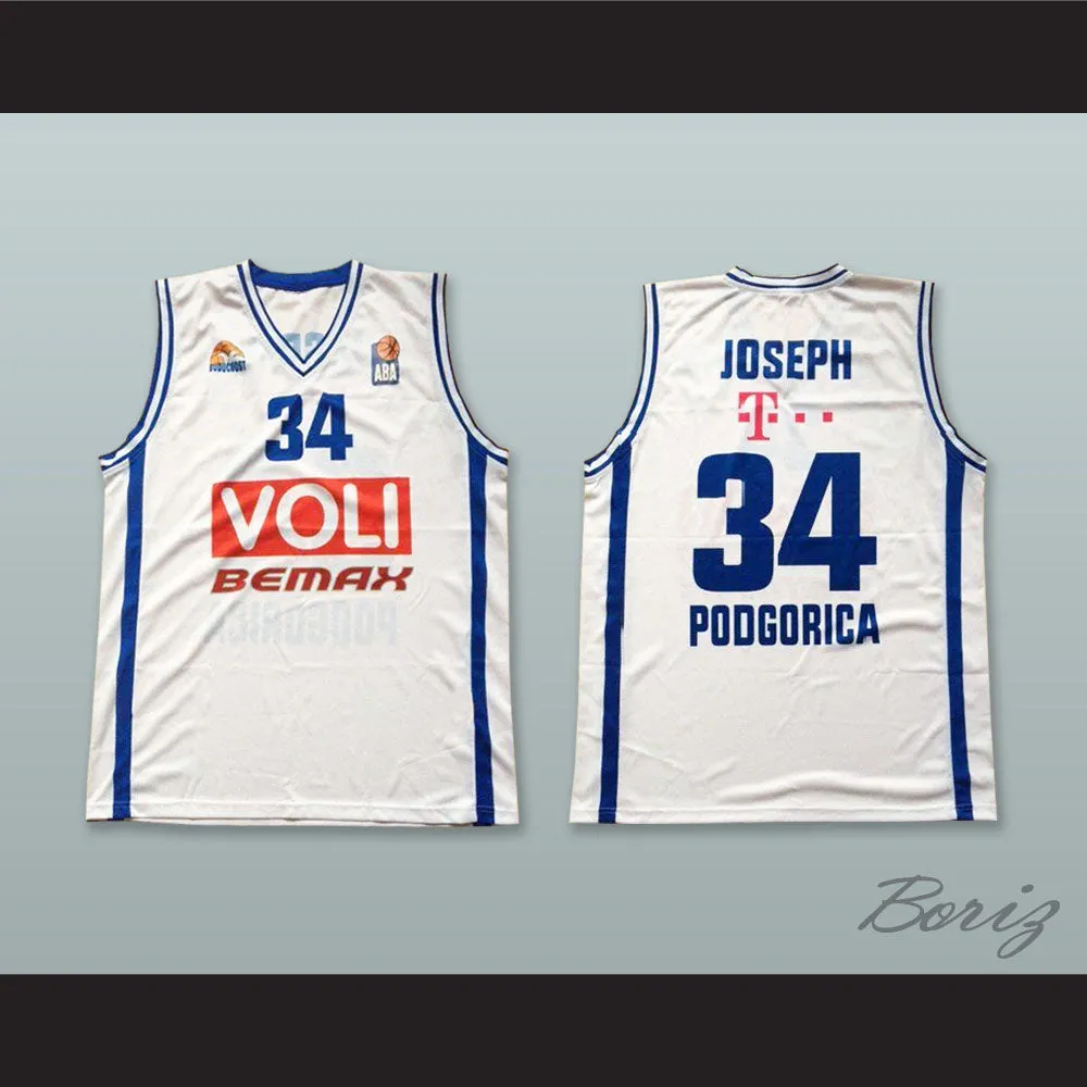 Devoe Joseph 34 KK Buducnost Podgorica Montenegro White Basketball Jersey