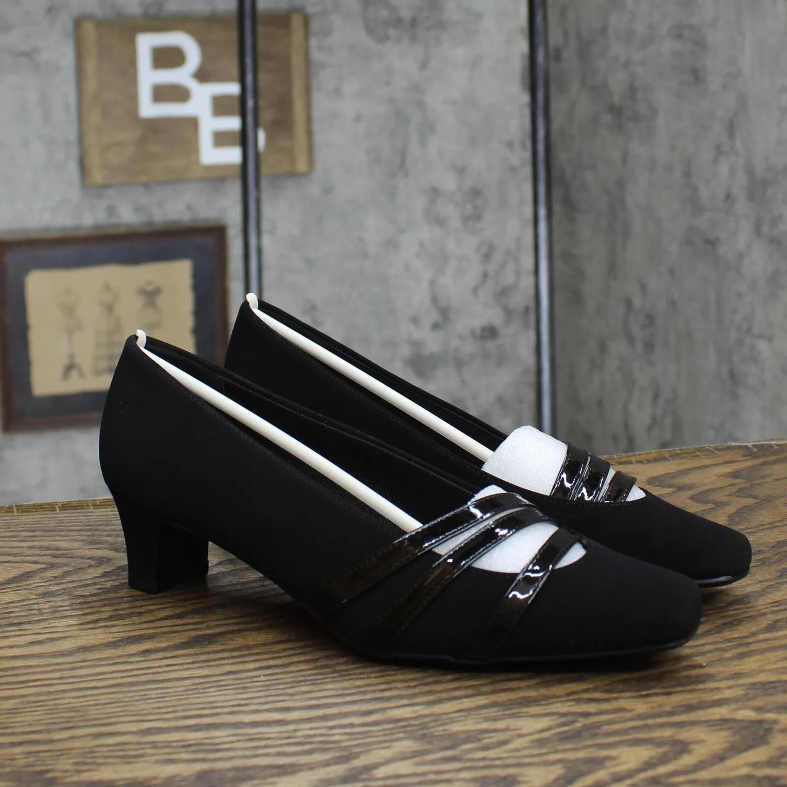 Easy Street Entice Squared Toe Pumps Women's Shoes ENTICE Black Suede 7.5M