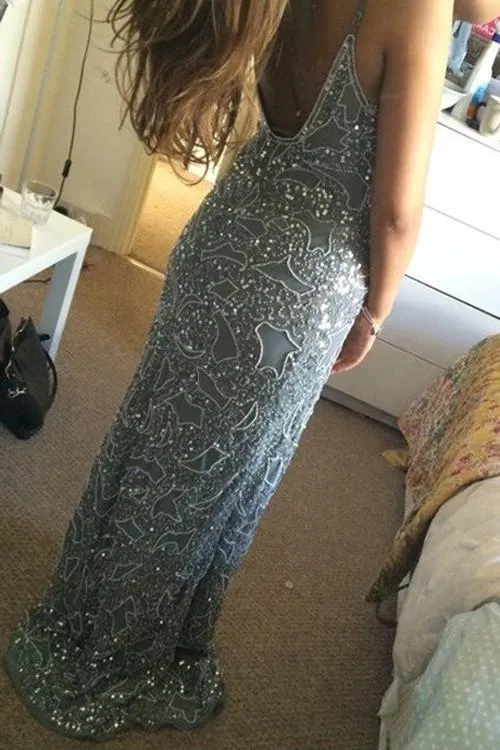 Fabulous Beaded Mermaid Spaghetti Straps Long Prom Dress with Appliques, MP234