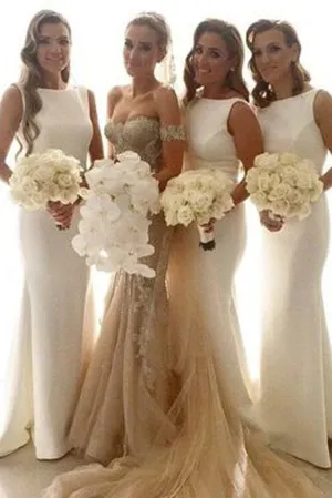 Fabulous White Mermaid Simple Long Wedding Party Dresses, Bridesmaid Dresses, MB148