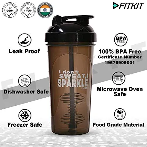 Fitkit Classic Bottle Shaker (700ml, Grey/Black)