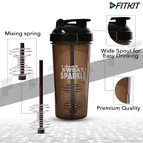 Fitkit Classic Bottle Shaker (700ml, Grey/Black)