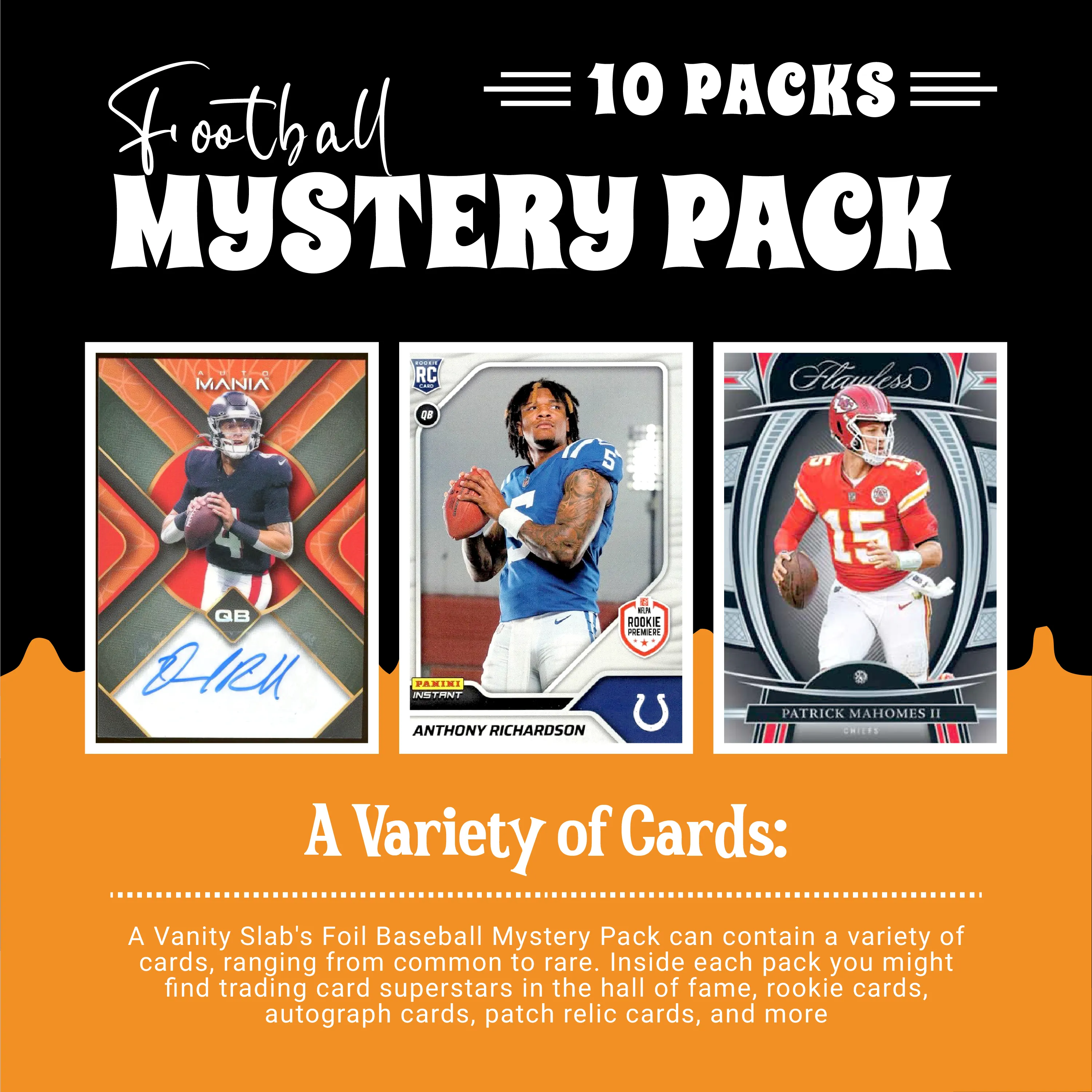 Football Mystery 10 Packs (Random Autographed, Relic & Rookie Trading Cards)