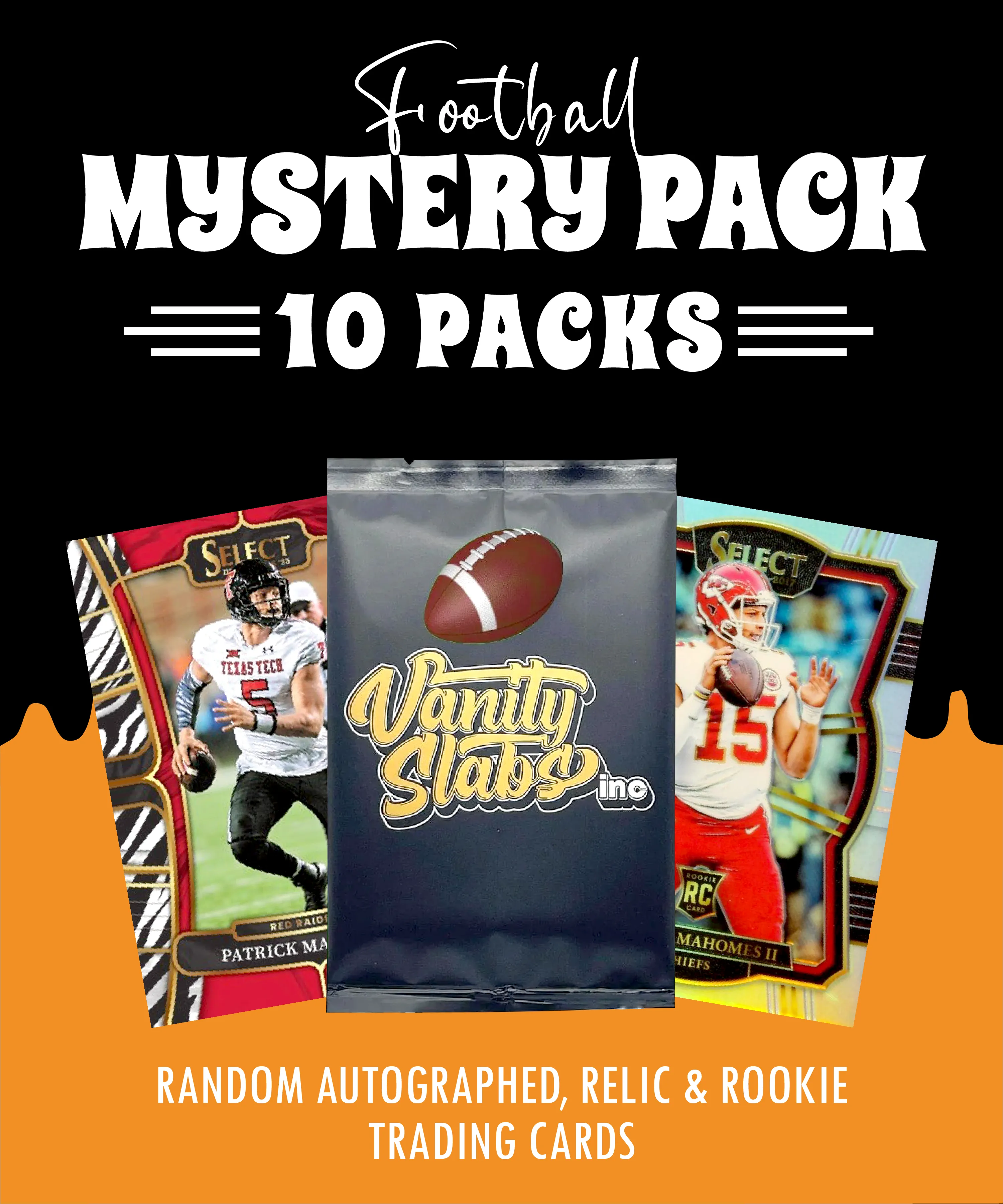Football Mystery 10 Packs (Random Autographed, Relic & Rookie Trading Cards)