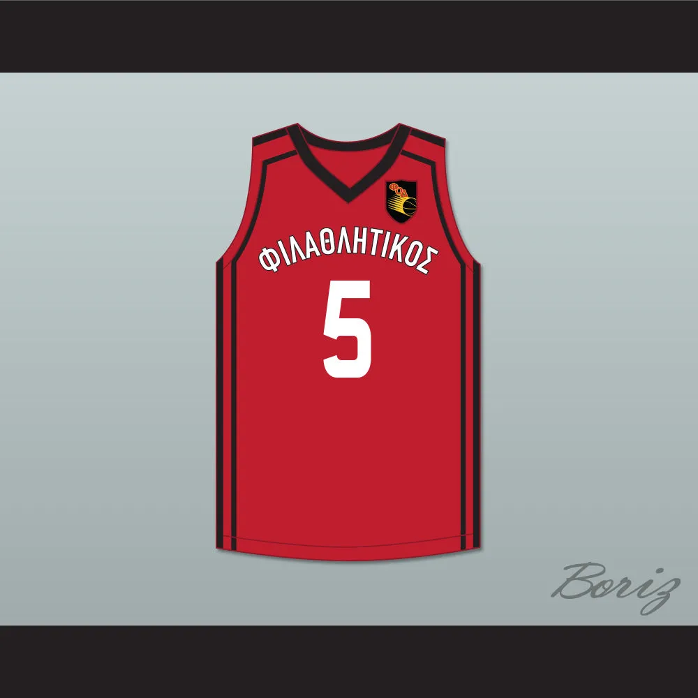Francis Antetokounmpo 5 Filathlitikos A.O Zografou B.C. Red Basketball Jersey