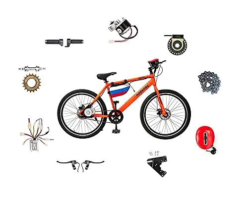Geekay Unisex Aluminium 24 Volt 250 PMDC 8 Magnet Pedal Assist Motor DIY Electric Mountain Bike Conversion (17", Tubular Wheels, Multicolor, No Battery & Charger in this kit).
