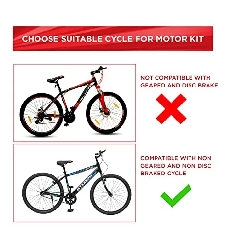 Geekay Unisex Aluminium 24 Volt 250 PMDC 8 Magnet Pedal Assist Motor DIY Electric Mountain Bike Conversion (17", Tubular Wheels, Multicolor, No Battery & Charger in this kit).