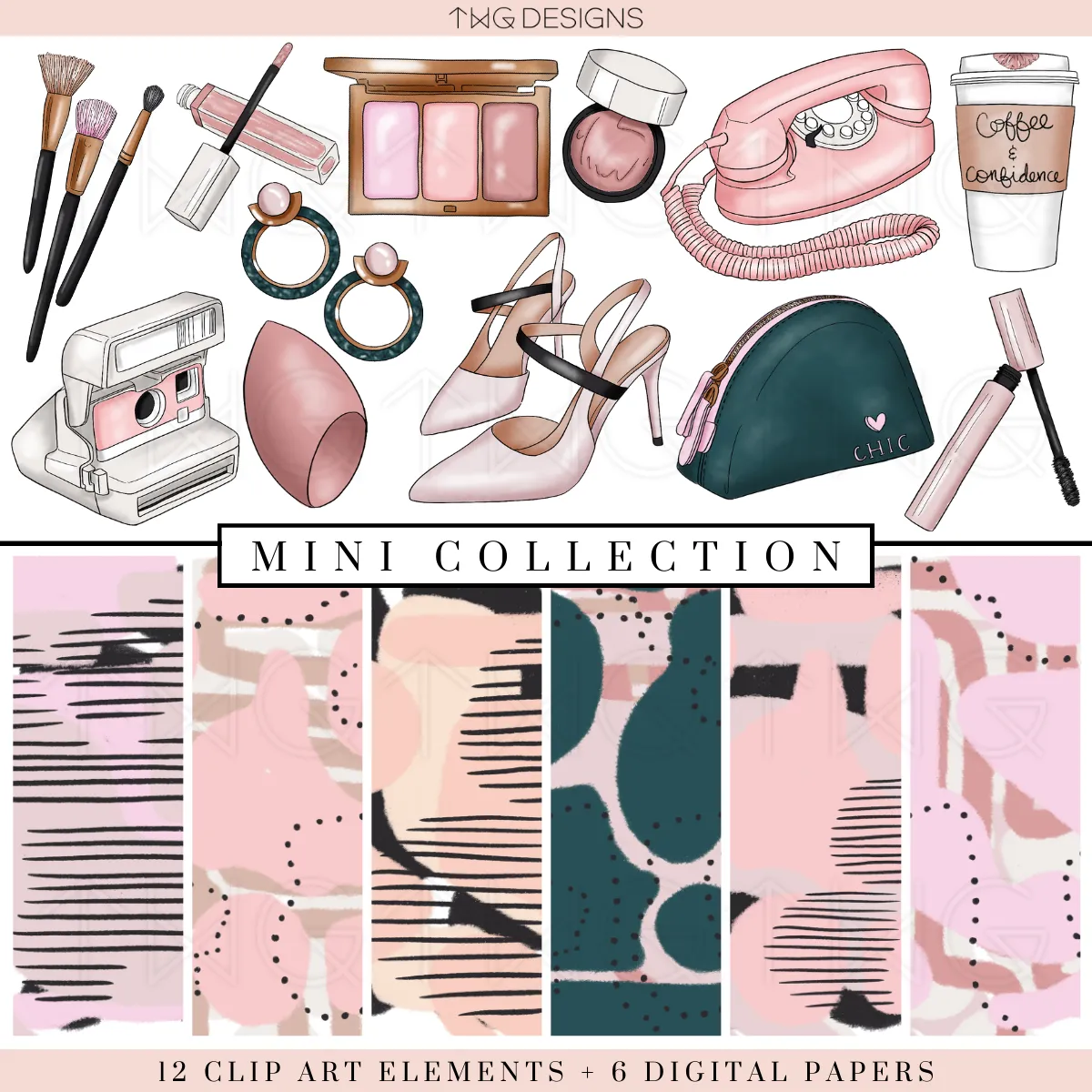 Glaming Clipart   Pattern Bundle