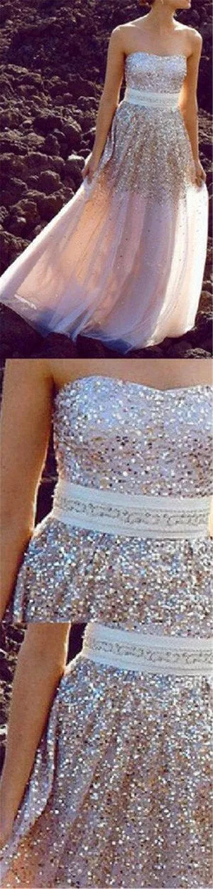 Glittering Strapless Shiny Long Prom Dresses, Party Dresses, Evening Dresses, MP228