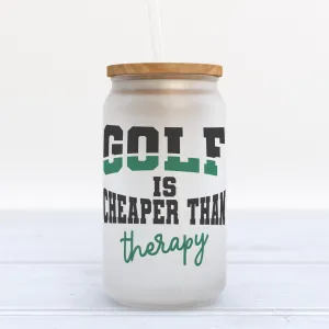 Golf Is Cheaper Than Therapy Frosted Glass Can Tumbler