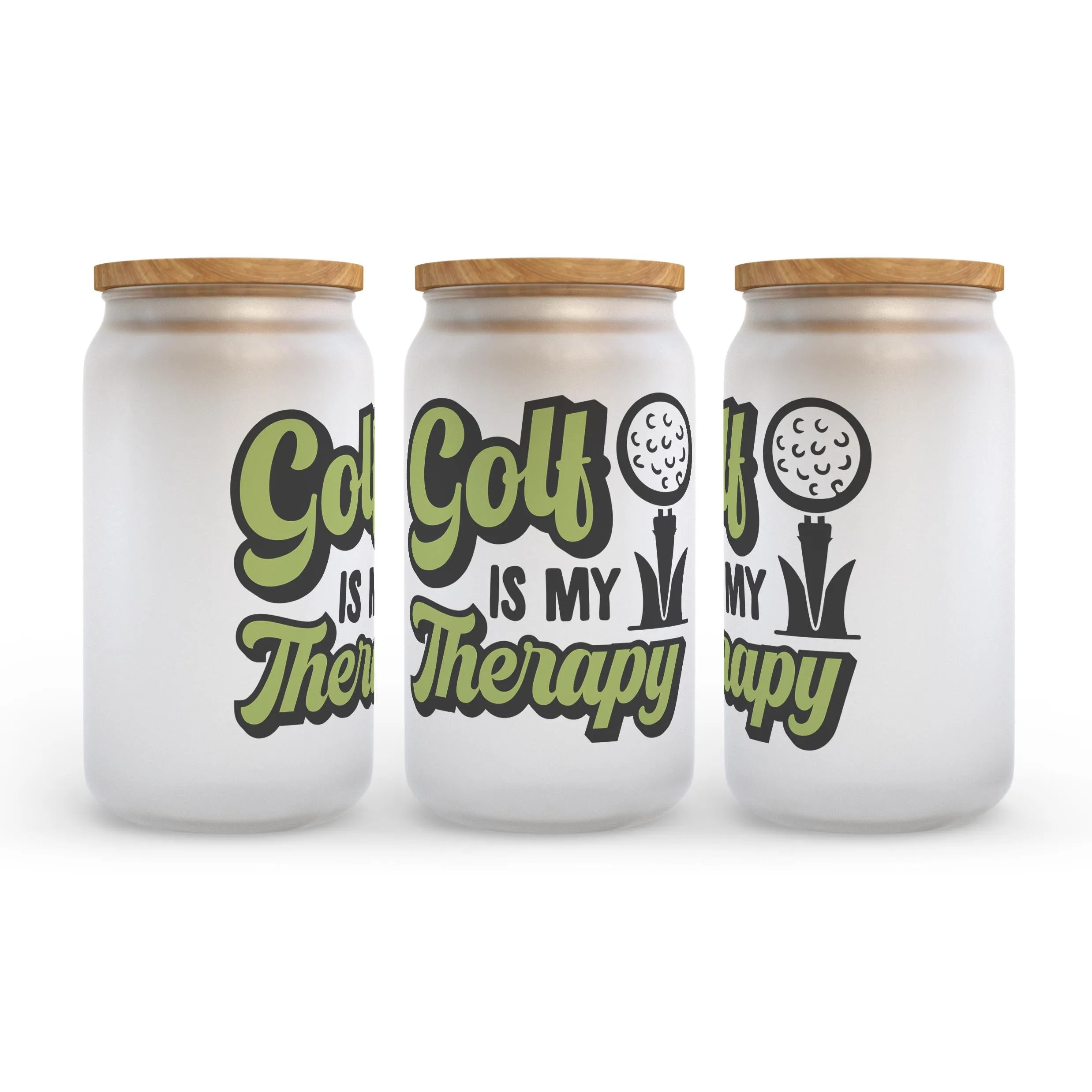 Golf Is My Therapy Frosted Glass Can Tumbler