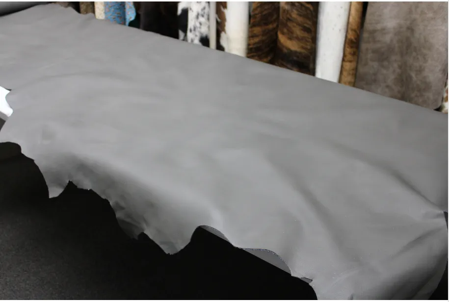 GRAY COWHIDE LEATHER -  Soft Natural Grain Gray Leather / 3.0 - 3.5 oz (1.0 to 1.2mm) - leather for crafts projects
