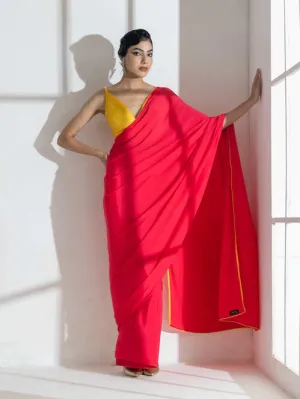 Hannah Pink and Yellow Crepe Saree with Yellow Sequin blouse fabric